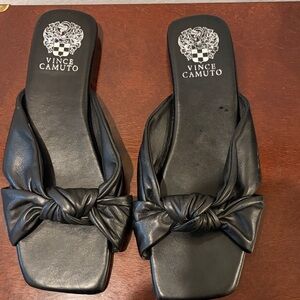 Vince Camuto Black Knotted Slide Mules